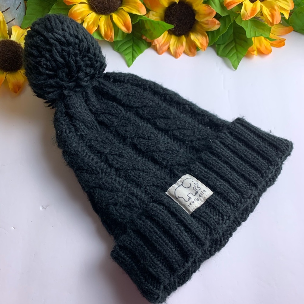 Ivory Ella Pom-Pom Black Hat